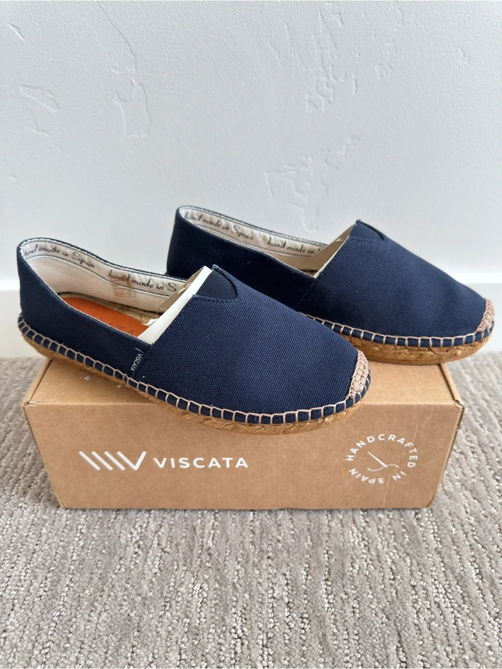 NWB Viscata Barceloneta Canvas Espadrille Flats in Navy Blue EU 37 Made in Spain